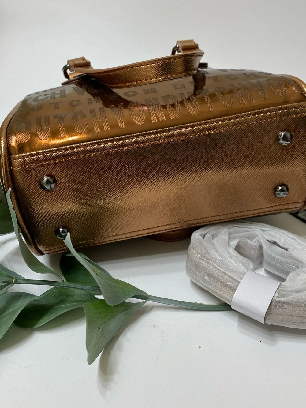 Von Dutch Metallic Bronze Satchel Bag